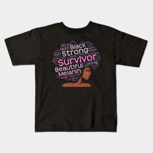 African American Breast Cancer Survivor Afro Kids T-Shirt